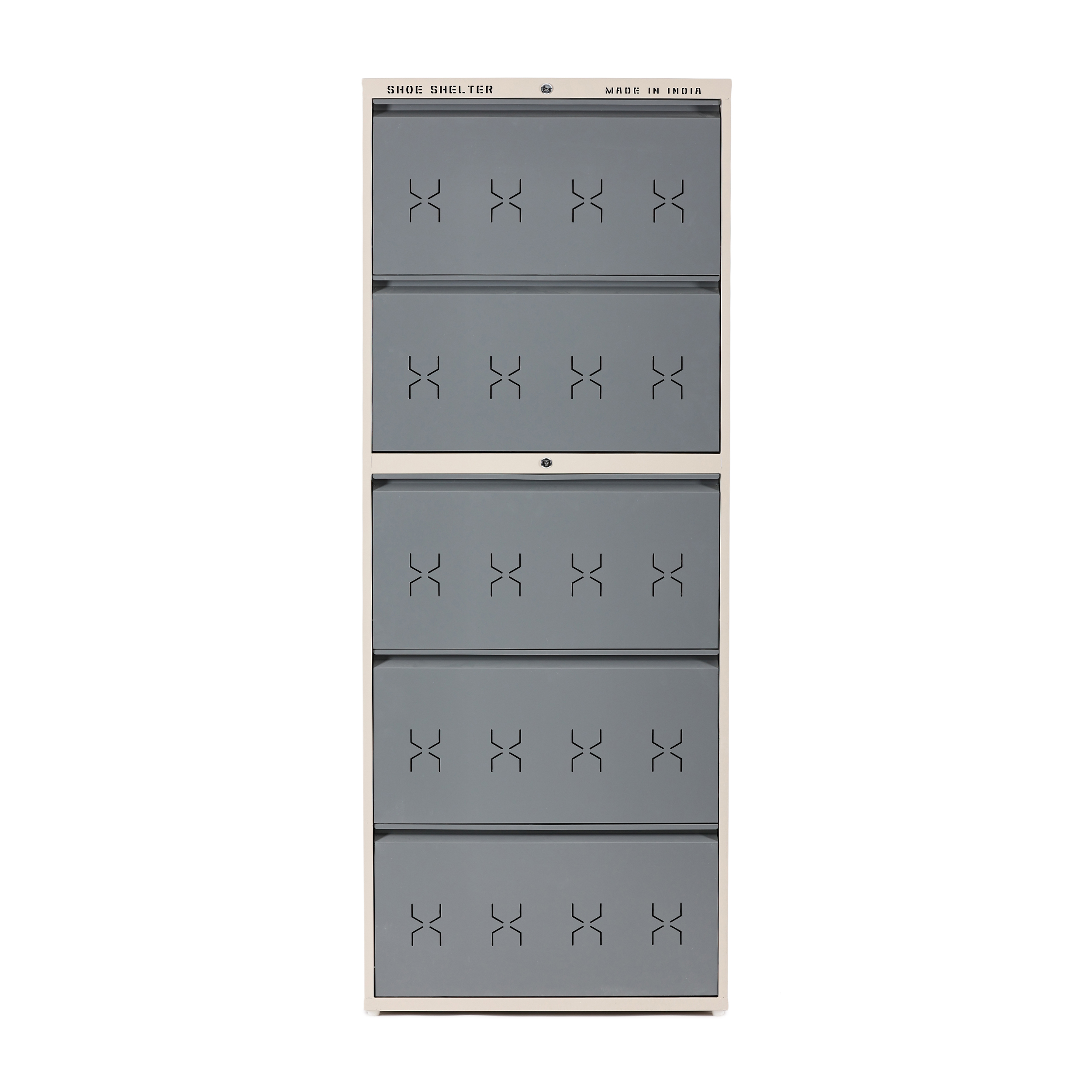 Double Decker 5 Door Metal Shoe Rack (Wall Mounted)- 30 Pairs Grey Beige , Brown Beige, Full Beige , Full Brown